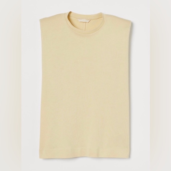 H&M Sleeveless Should Pad Tank Light Yellow Sz M - Picture 3 of 7